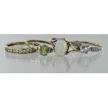 Mixed lot of 9ct hallmarked and stamped stone set Rings weight 6.1g (4)