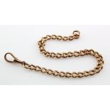 9ct gold pokcet watch chain made into a bracelet, approx 21.5cm in length, weight 13.3g