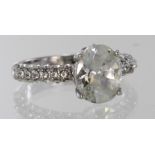 14ct white gold cz dress ring, finger size O, weight 3.5g