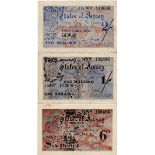 Jersey (3) 6 Pence, 1 Shilling & 2 Shillings issued 1941 - 1942, German Occupation issue during