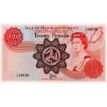 Isle of Man 20 Pounds not dated issued 1979, signed W. Dawson, serial number 120036 (IMPM M527,