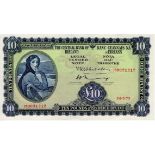 Ireland Republic 10 Pounds dated 24th May 1973, Lady Lavery portrait at left, serial 15D 031212 (PMI