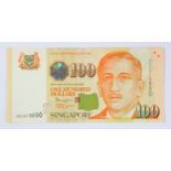 Singapore 100 Dollars issued 1999, serial 2EC 515690 (TBB B136, Pick42) Uncirculated