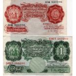 O'Brien (2), 10 Shillings and 1 Pound, a pair of REPLACEMENT notes, 10 Shillings serial 59A