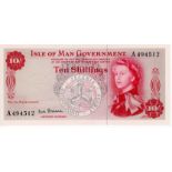 Isle of Man 10 Shillings issued 1969, signed P.H.G. Stallard, serial A494512, (IMPM M504, Pick24b)