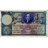 Scotland, Commercial Bank Ltd 20 Pounds dated 3rd January 1952, signed Sir John Erskine, serial