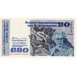 Ireland Republic 20 Pounds dated 20th October 1981, rarer early date, serial DHE 839068 (PMI