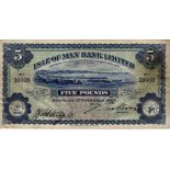 Isle of Man 5 Pounds dated 1st November 1927, signed Cubbon & Quayle, serial No. 10009 (IMPM M286,