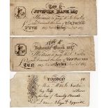 Early play or school notes (3), Toy and Juvenile Bank 5 & 10 Pounds dated 1817 and a cheque for £