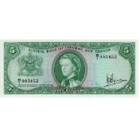 Trinidad & Tobago 5 Dollars dated 1964, serial B/1 883452, signed V.E. Bruce (TBB B202c, Pick27c)