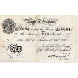 Peppiatt 10 Pounds dated 17th September 1935, London issue serial K/155 09194, (B242, Pick336a) some