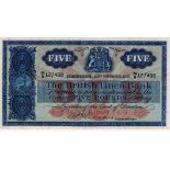 Scotland, British Linen Bank 5 Pounds dated 23rd November 1951, signed A.P. Anderson, serial M/9