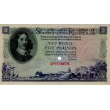 South Africa 5 Pounds COLOUR TRIAL SPECIMEN, undated, unsigned and with no serial numbers,