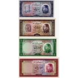 Iran (4) 10 Rials, 20 Rials, 50 Rials & 100 Rials dated SH1333 issued 1953 (TBB B154a - B157a,