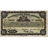 Isle of Man, Westminster Bank Limited 1 Pound dated 24th October 1958, signed Barlow & Radcliffe,