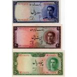 Iran (3) 10 Rials, 20 Rials & 50 Rials not dated issued 1948, (TBB B142a - B144a, Pick47 - 49),