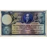 Scotland, Commercial Bank of Scotland 20 Pounds dated 2nd January 1953, signed Erskine, serial 13J