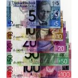 Scotland (5), Clydesdale Bank 100 Pounds, 50 Pounds, 20 Pounds, 10 Pounds and 5 Pounds, the 10