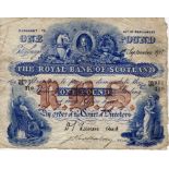 Scotland, Royal Bank of Scotland 1 Pound dated 1st September 1917, rare early date, signed D.S.