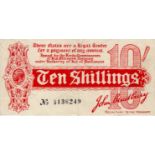 Bradbury 10 Shillings issued 1914, serial A/18 136249, No. with dash (T9, Pick346) a few pinholes at