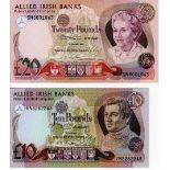 Northern Ireland, Allied Irish Banks (2), 10 Pounds dated 1st June 1988, serial VN8262243 & 20