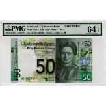 Scotland, Clydesdale Bank 50 Pounds dated 16th August 2009, scarce SPECIMEN note signed David