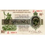 Warren Fisher 10 Shillings issued 1927, serial U/89 800874, Great Britain & Northern Ireland