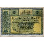 Scotland, North of Scotland Bank 5 Pounds dated 1st March 1932, scarcer large note with early