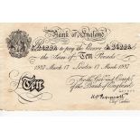Peppiatt BERNHARD note, 10 Pounds dated 17th March 1937, serial K/185 24223, (B242 for type)