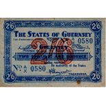 Guernsey 2 Shillings & 6 Pence dated 1st January 1942 on blue paper, serial A/X 0580, signed