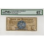 Scotland, Bank of Scotland 1 Pound dated 14th September 1961, SPECIMEN with 2 Punch Holes in