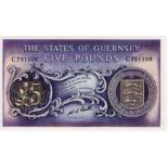 Guernsey 5 Pounds issued 1969 signed W.C. Bull serial C791100 (TBB B151c, Pick46c) Uncirculated