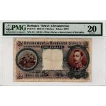 Barbados 2 Dollars dated 1st December 1939, portrait of King George VI at right, serial A/C