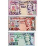 Gibraltar (3), 20 Pounds serial AA995452, 10 Pounds serial AA295328 and 5 Pounds serial AA205525 all