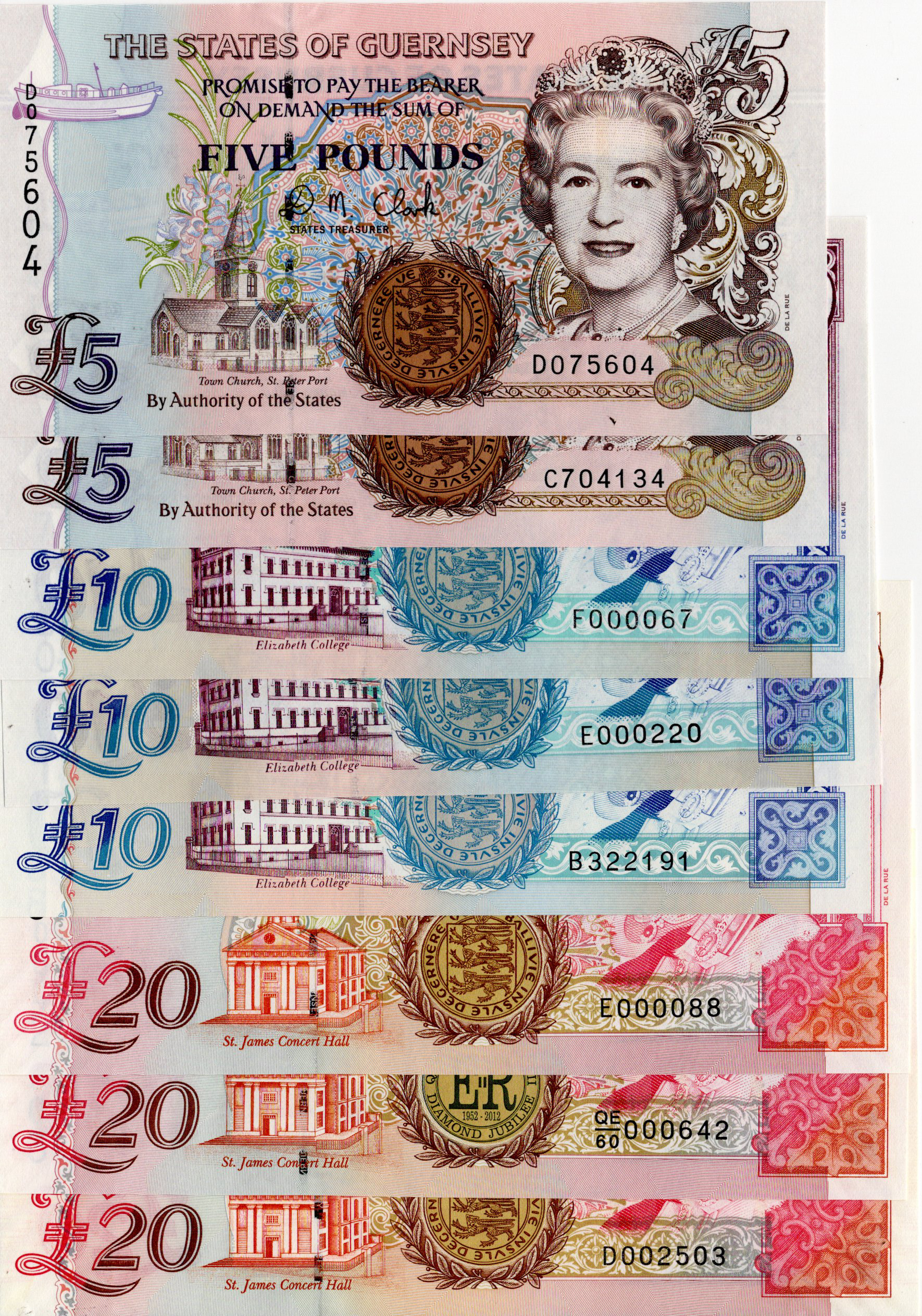 Guernsey (8) a small collection of Uncirculated notes, 20 Pounds (3) signed Bethan Haines issued