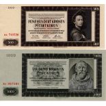 Bohemia & Moravia (2), 1000 & 500 Korun dated 1942, II Auflage (2nd issue), these the issued notes