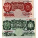 Peppiatt (2), 10 Shillings & 1 Pound issued 1934, both notes LAST SERIES of issue, serial 25O 466465