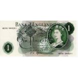 Fforde 1 Pound issued 1967, very rare FIRST RUN REPLACEMENT note, serial M09R 944201, a