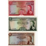 Jersey (3) 5 Pounds & 10 Shillings signed Padgham serial A891363 & C071162, 1 Pound signed