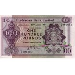 Scotland, Clydesdale Bank Limited 100 Pounds dated 29th April 1965, first date of issue, signed