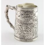 Chinese Export silver Christening mug; very ornate scenes on this item. Fully marked on the base for