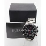 Gents Bulova precisionist 1/1000 chronograph wristwatch. The black dial with four subsidiary dials