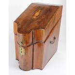 Large mahogany stationary box, with inlaid decoration to lid depicting an urn, circa late 19th to