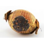 Russian carved wood gilt decorated presentation easter egg, circa early 20th Century, with