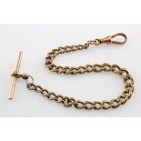 9ct gold "T" bar pocket watch chain. Approx length 22cm, total weight 15.8g