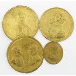 Russian Military interest. Four brass plaques, depicting Russian Generals, circa early to mid 19th