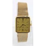 Gents 10k gold filled Omega quartz wristwatch on a gold plated Omega bracelet, watch not tested.