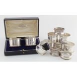 Napkin rings (11) all silver hallmarked, includes a boxed set of two.