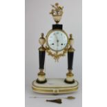 French Ormolu mantle clock with gilt floral decoration, circa 19th Century, enamel dial with