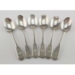 Set of six silver Russian teaspoons hallmarked for 1868 (some dates mis-struck). Also marked for